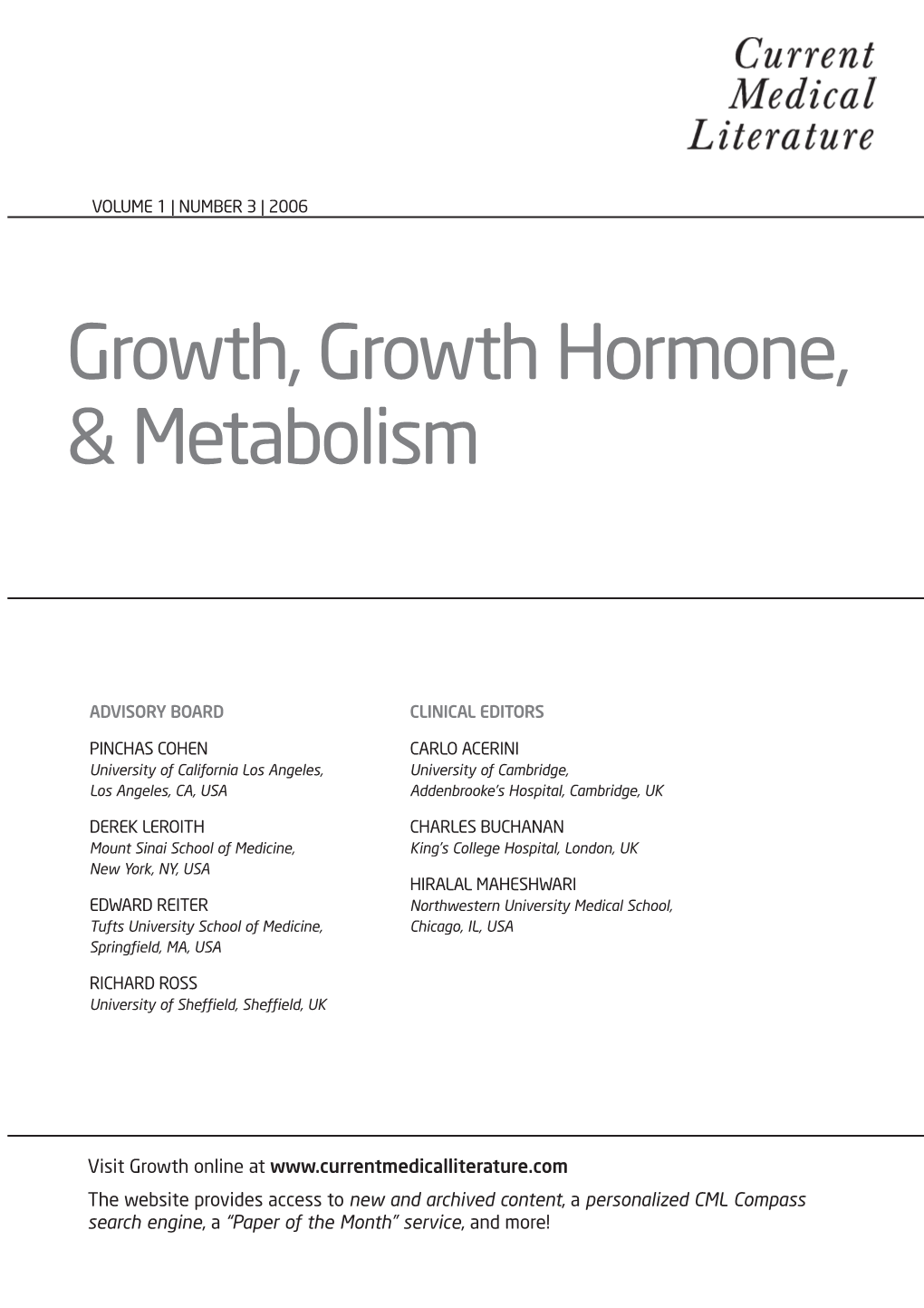 Growth, Growth Hormone, & Metabolism