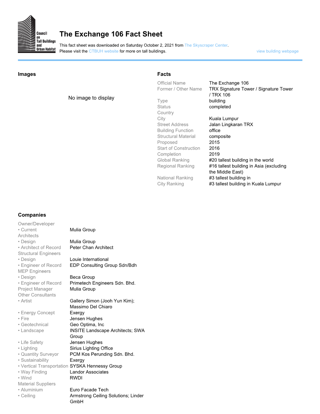 The Exchange 106 Fact Sheet