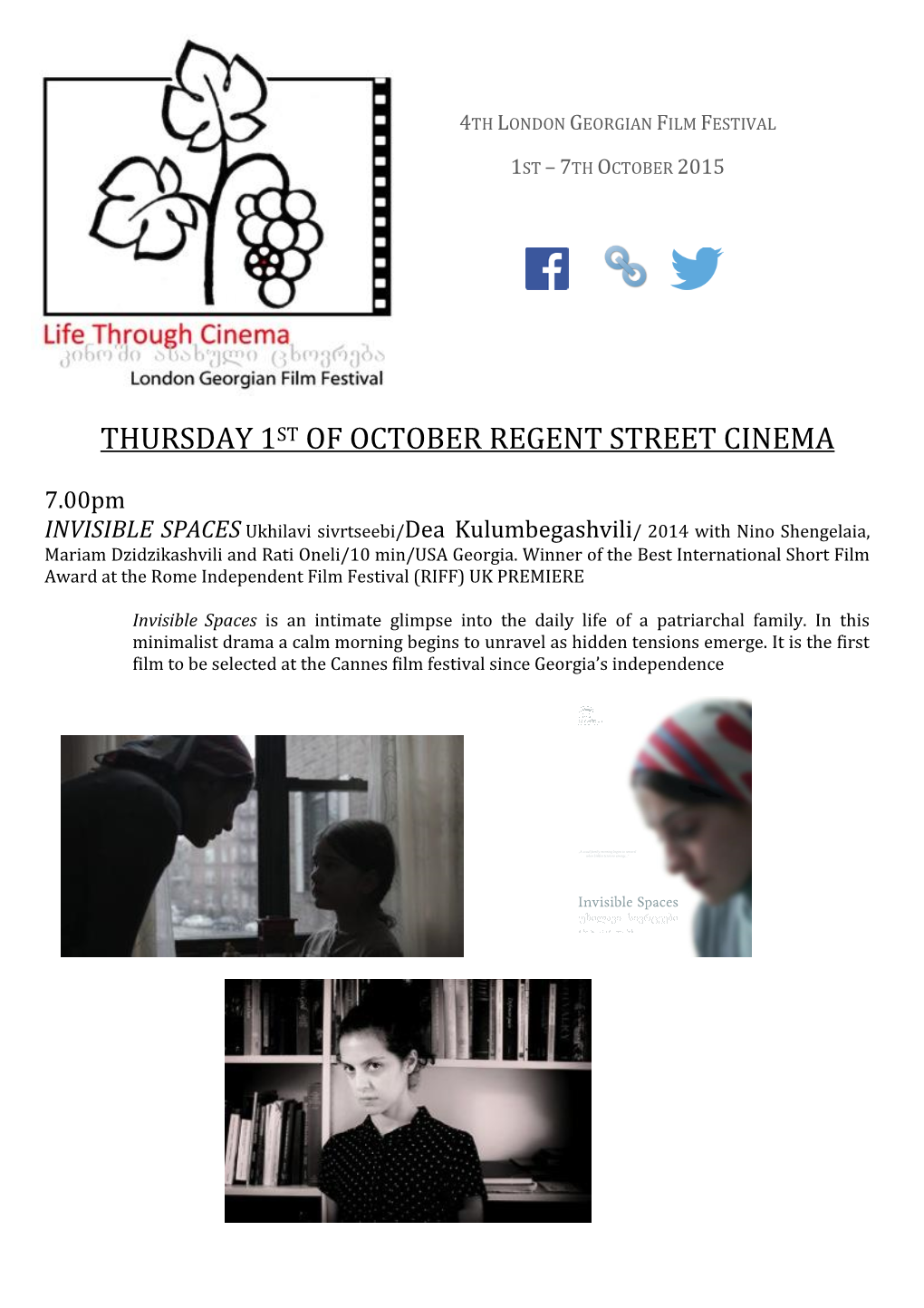 Thursday 1St of October Regent Street Cinema