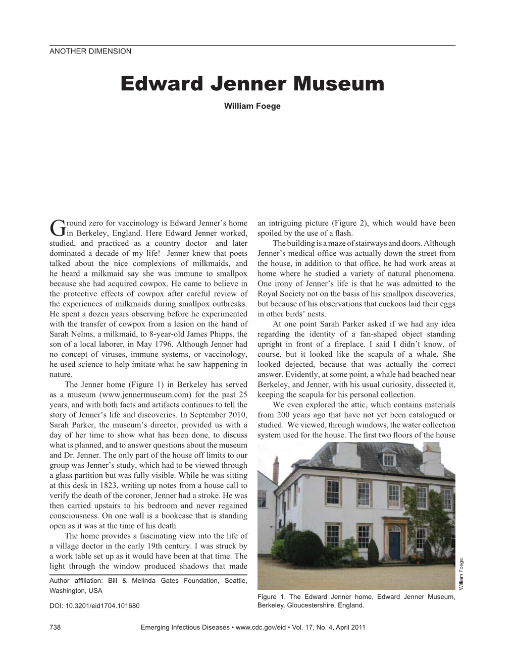 Edward Jenner Museum William Foege