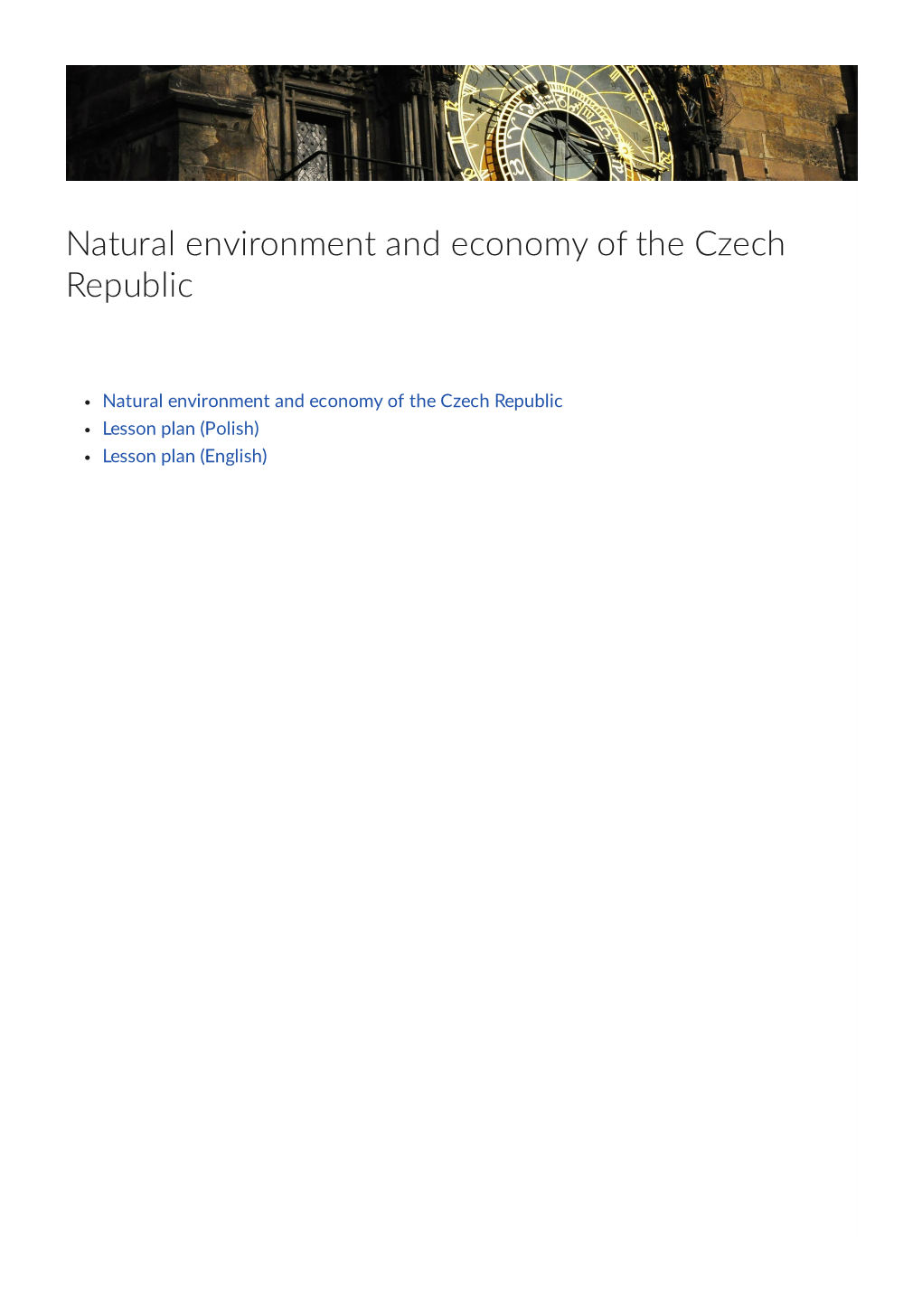 Natural Environment and Economy of the Czech Republic
