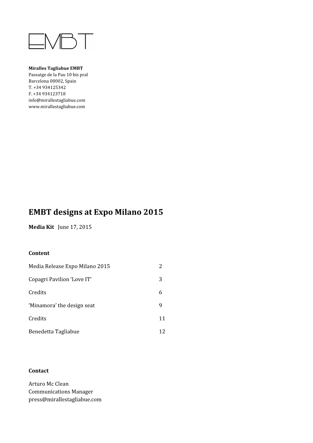 EMBT Designs at Expo Milano 2015