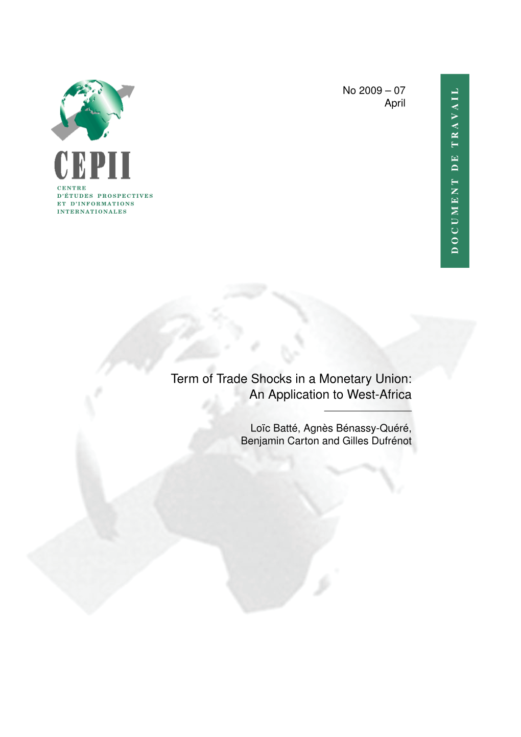 Term of Trade Shocks in a Monetary Union: an Application to West-Africa