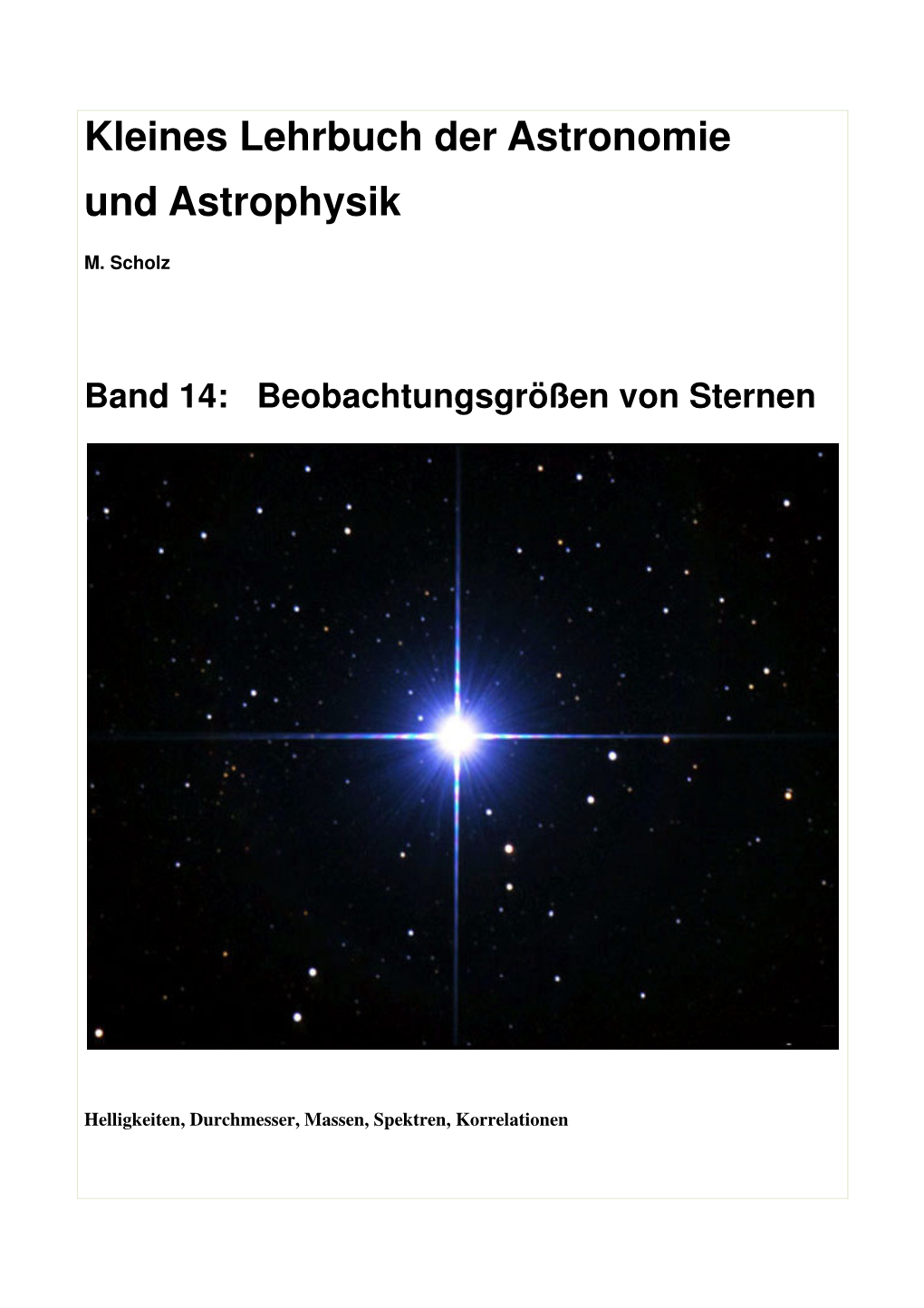 Band 14: Beobachtungsgrößen Von Sternen