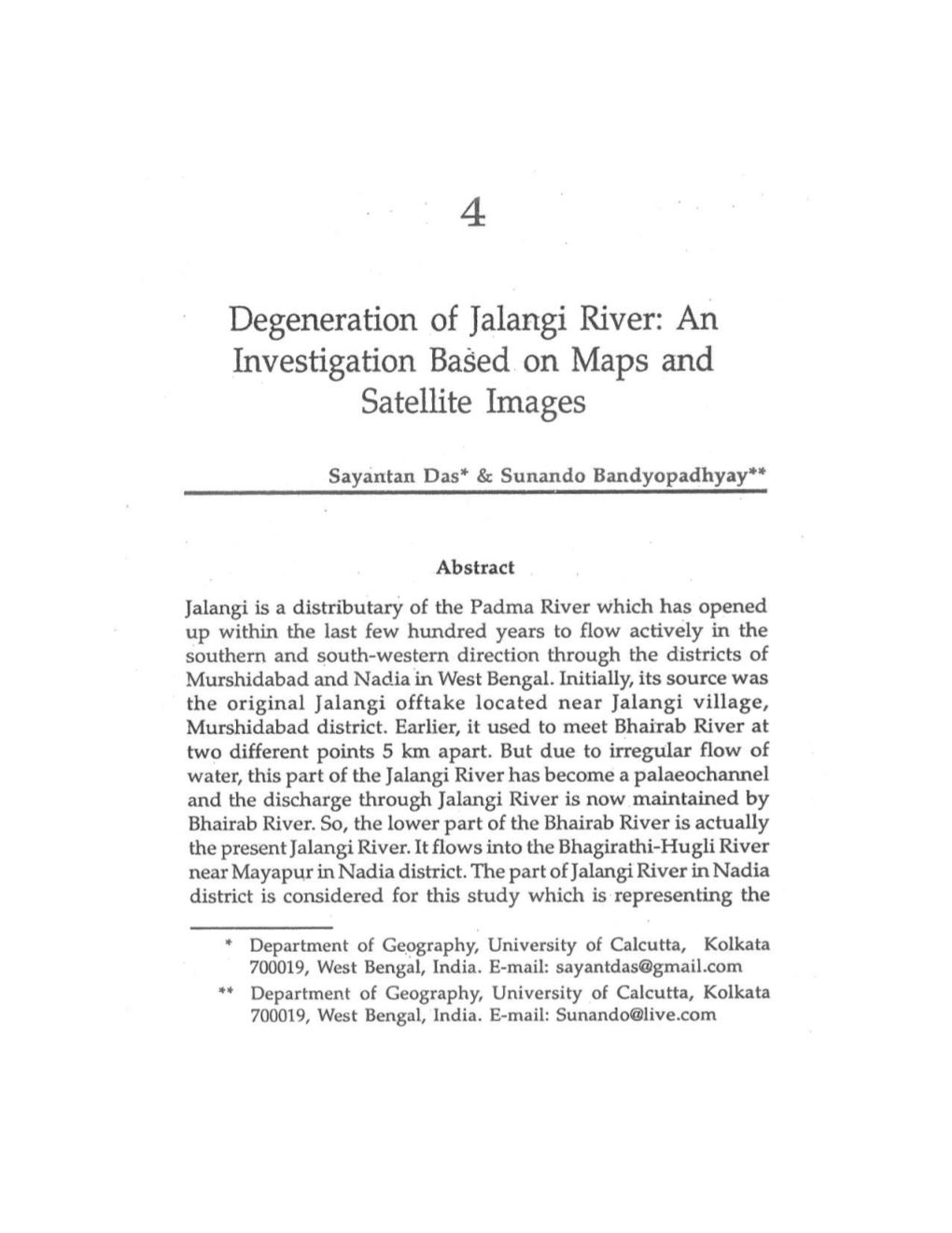 Degeneration of Jalangi River: an Maps