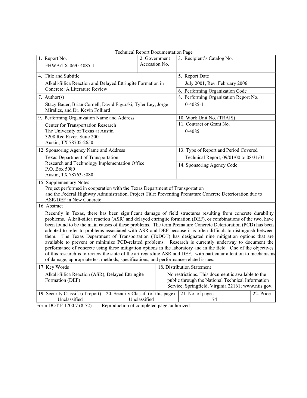 Alkali-Silica Reaction and Delayed Ettringite Formation in Concrete: a Literature Review