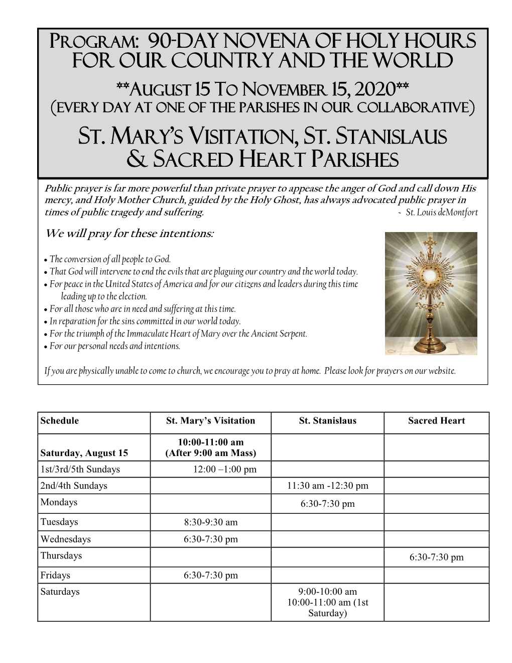 90-Day Novena of Holy Hours for Our Country and the World