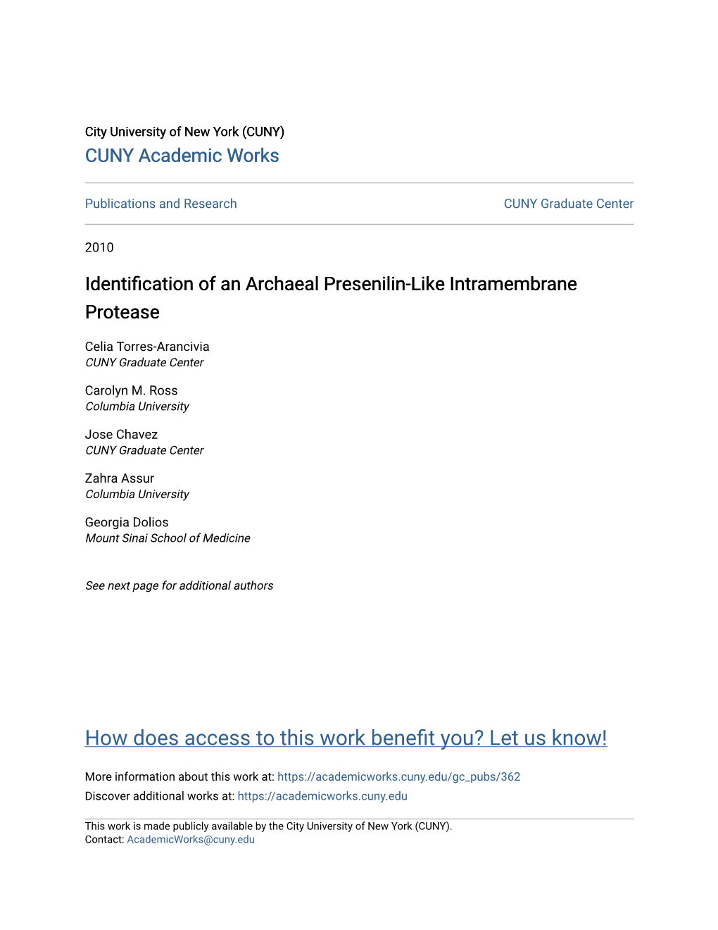 Identification of an Archaeal Presenilin-Like Intramembrane Protease