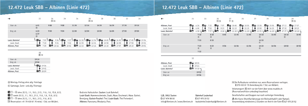 12.472 Leuk SBB – Albinen (Linie 472) 12.472 Leuk SBB