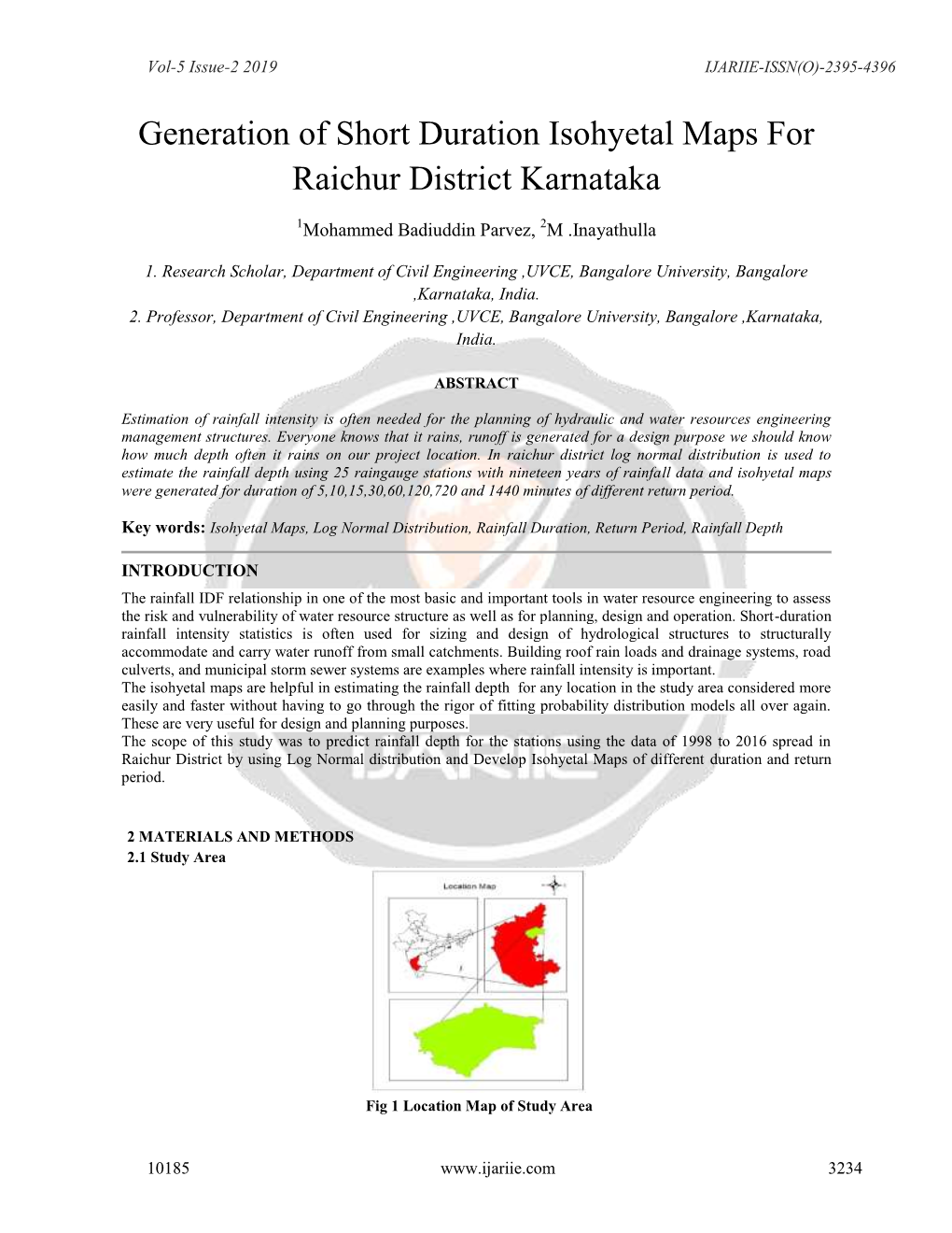 Generation of Short Duration Isohyetal Maps for Raichur District Karnataka