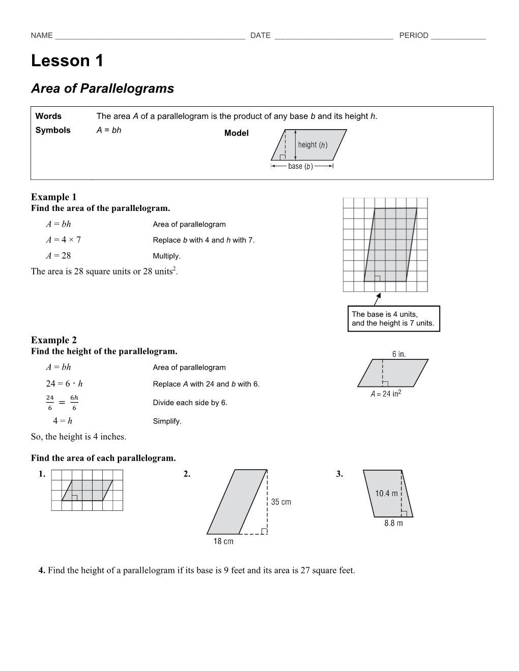 Lesson 9 Surface Area of Triangular Prisms