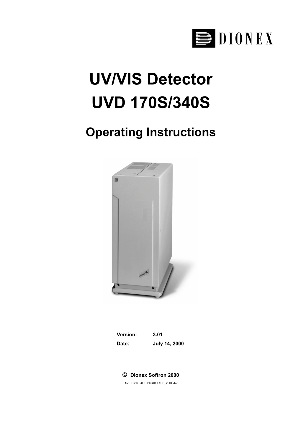 UV/VIS Detector UVD 170S/340S Operating Instructions