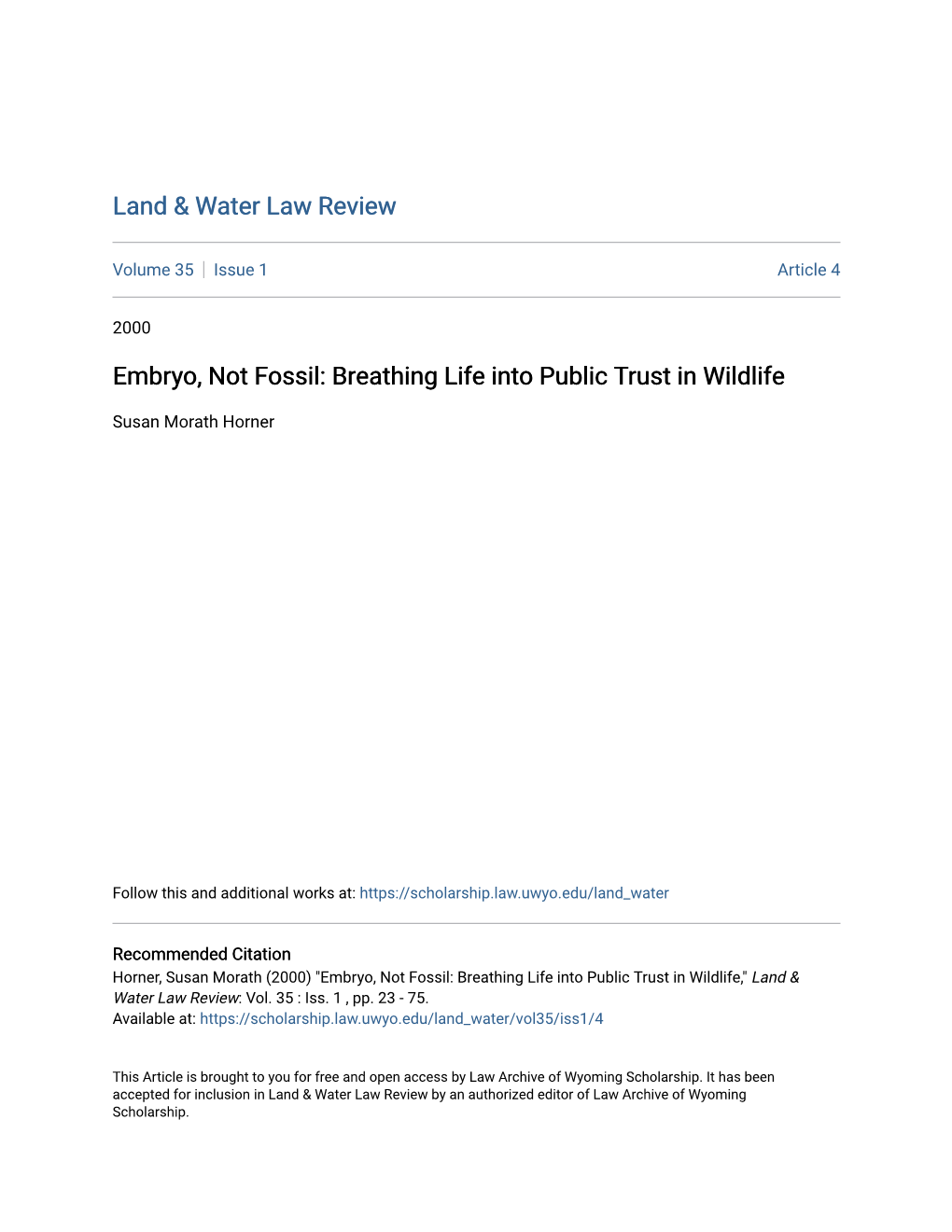 Breathing Life Into Public Trust in Wildlife