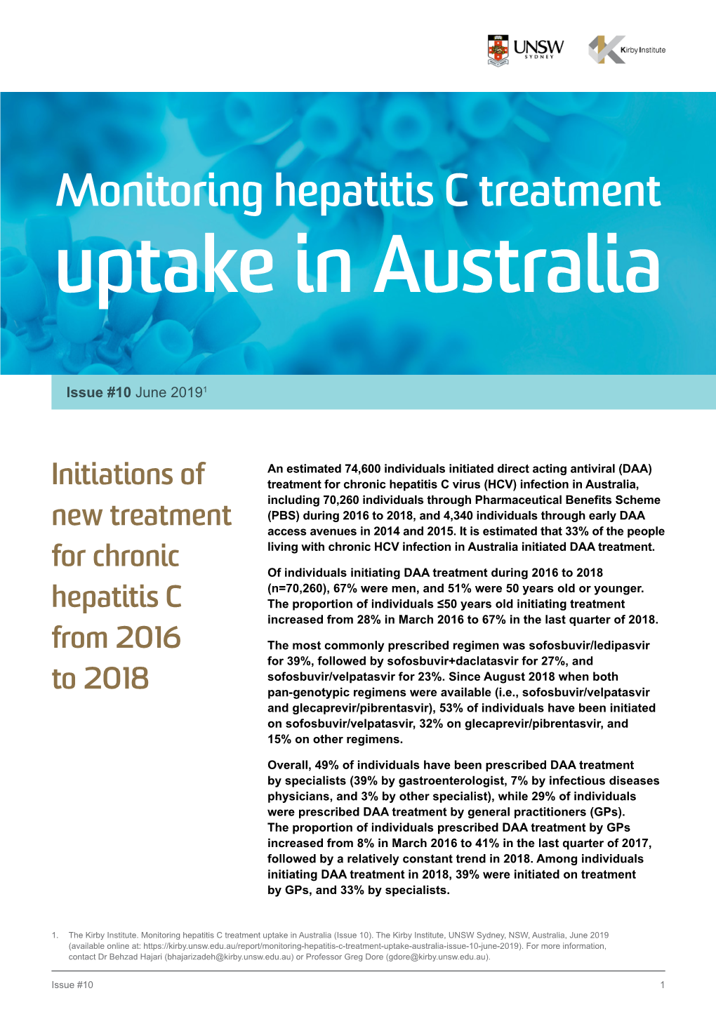 Monitoring Hepatitis C Treatment Uptake in Australia