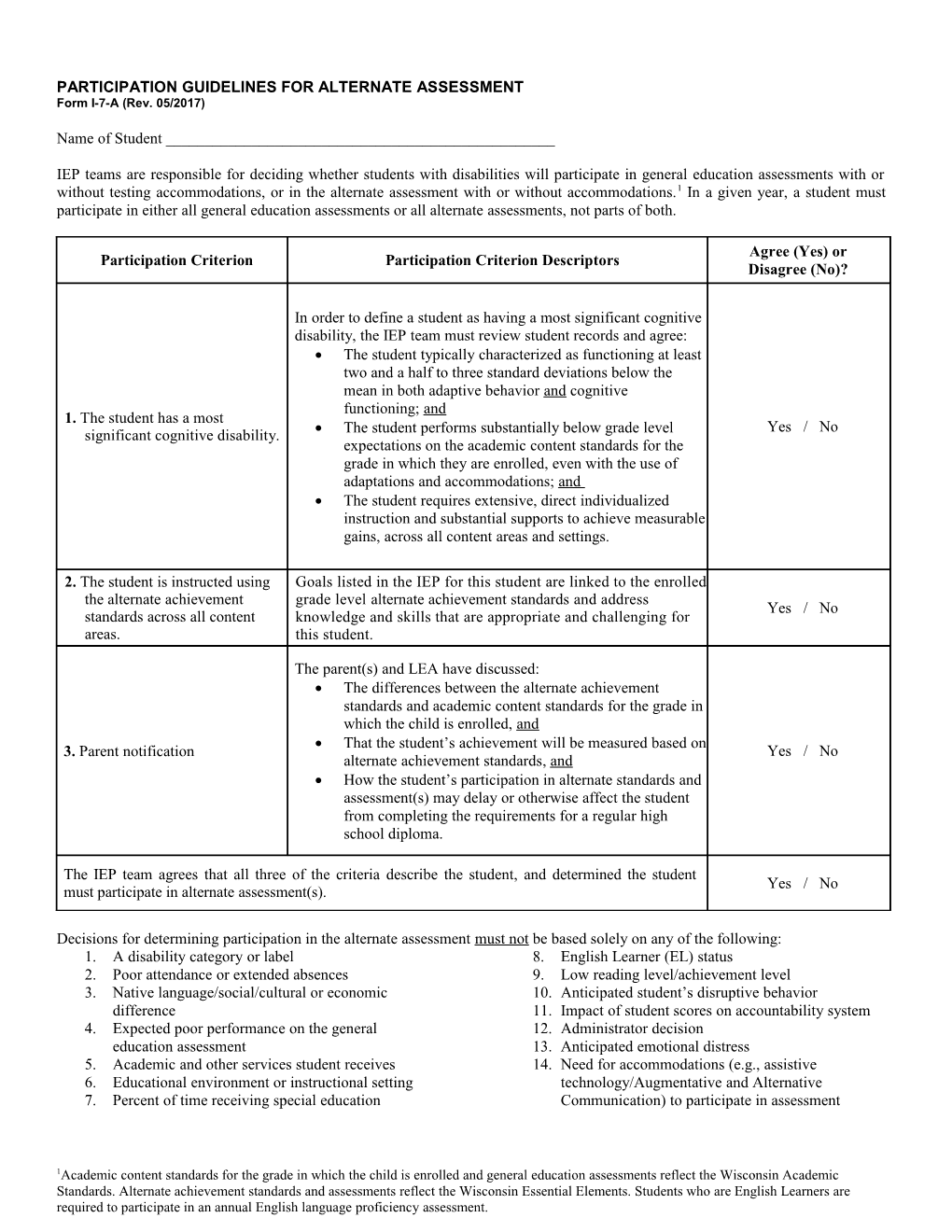 Sample Special Education Forms: I-7-A