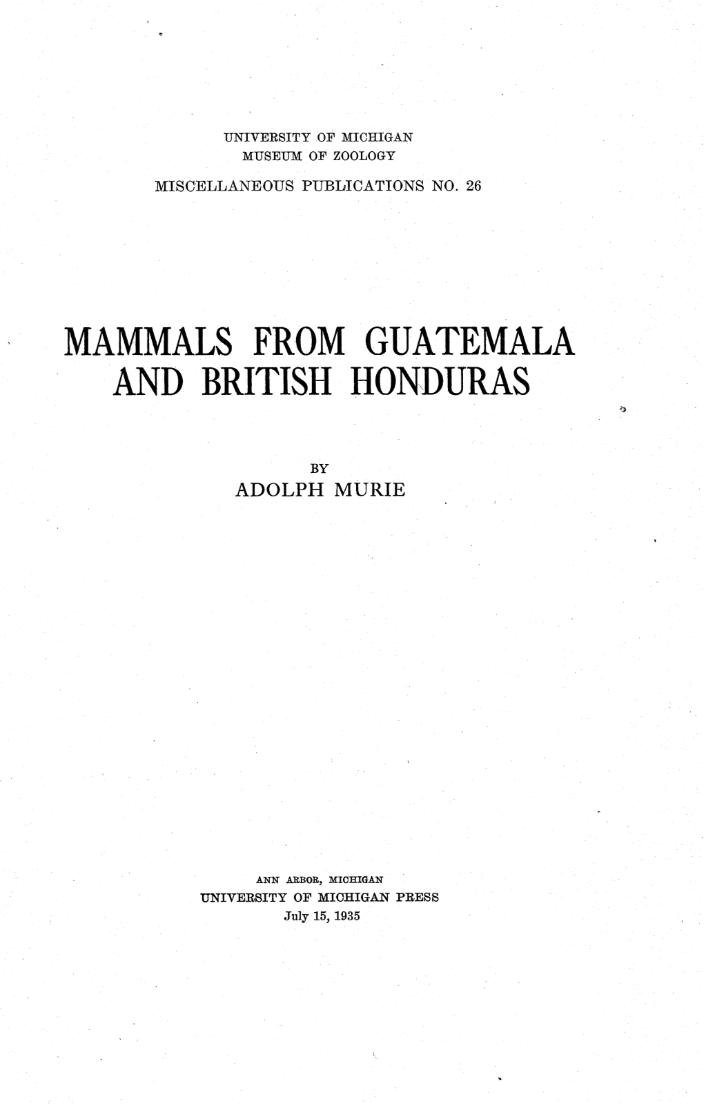 Mammals from Guatemala and British Honduras 3