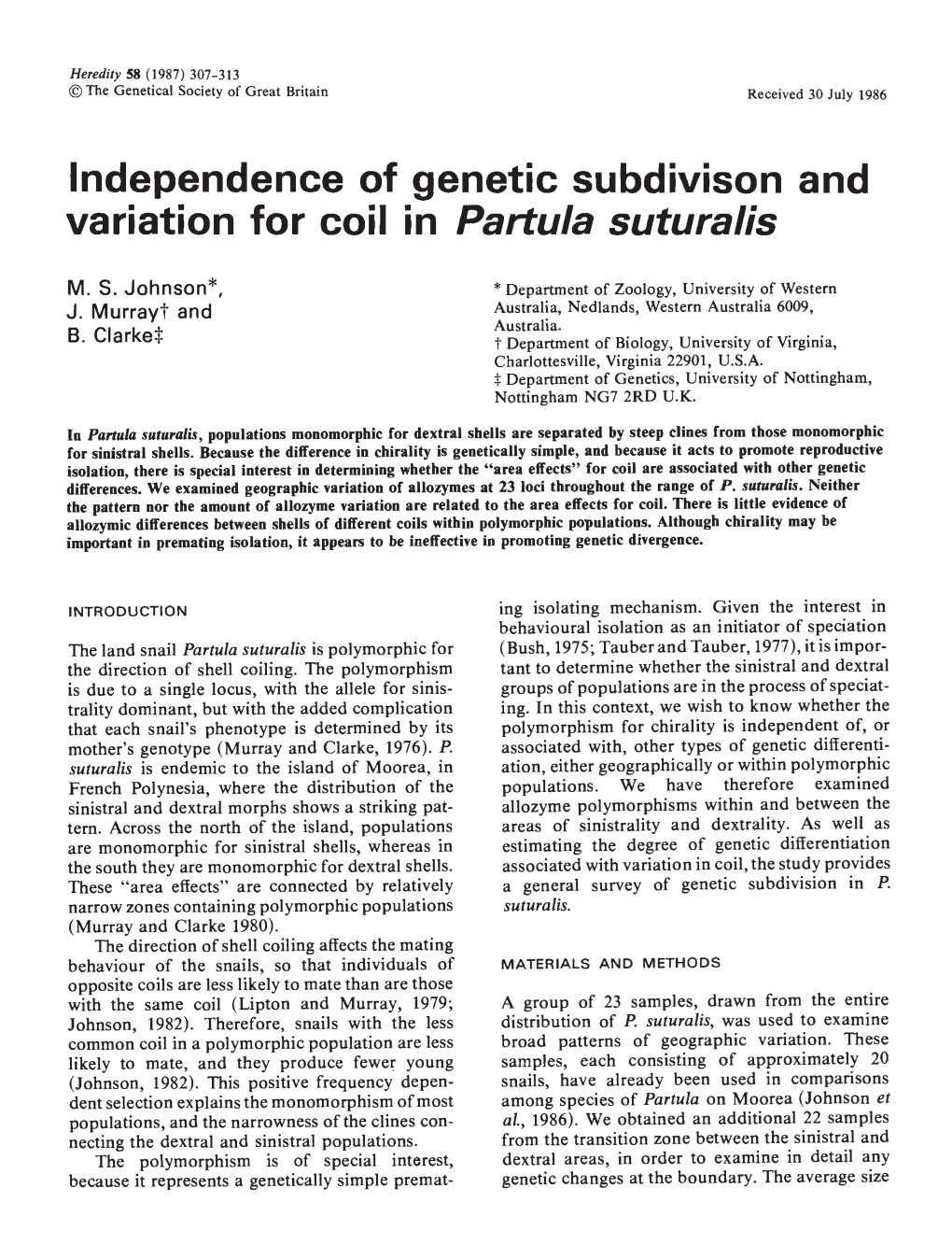 Variation for Coil in Partula Suturalis