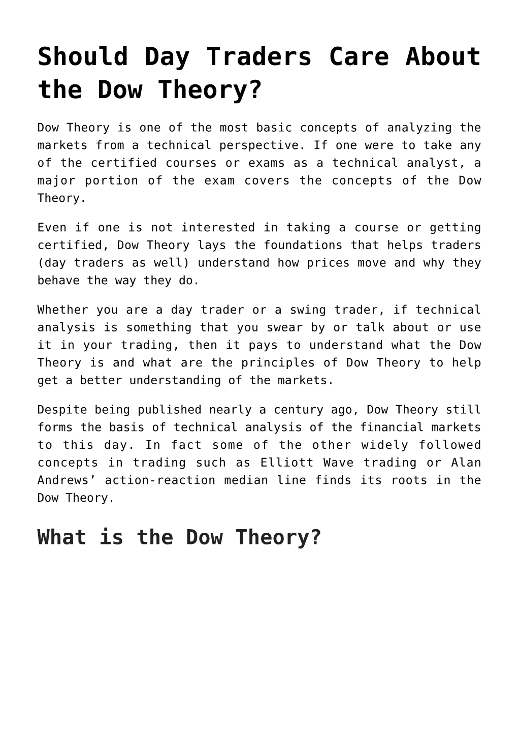 Should Day Traders Care About the Dow Theory?