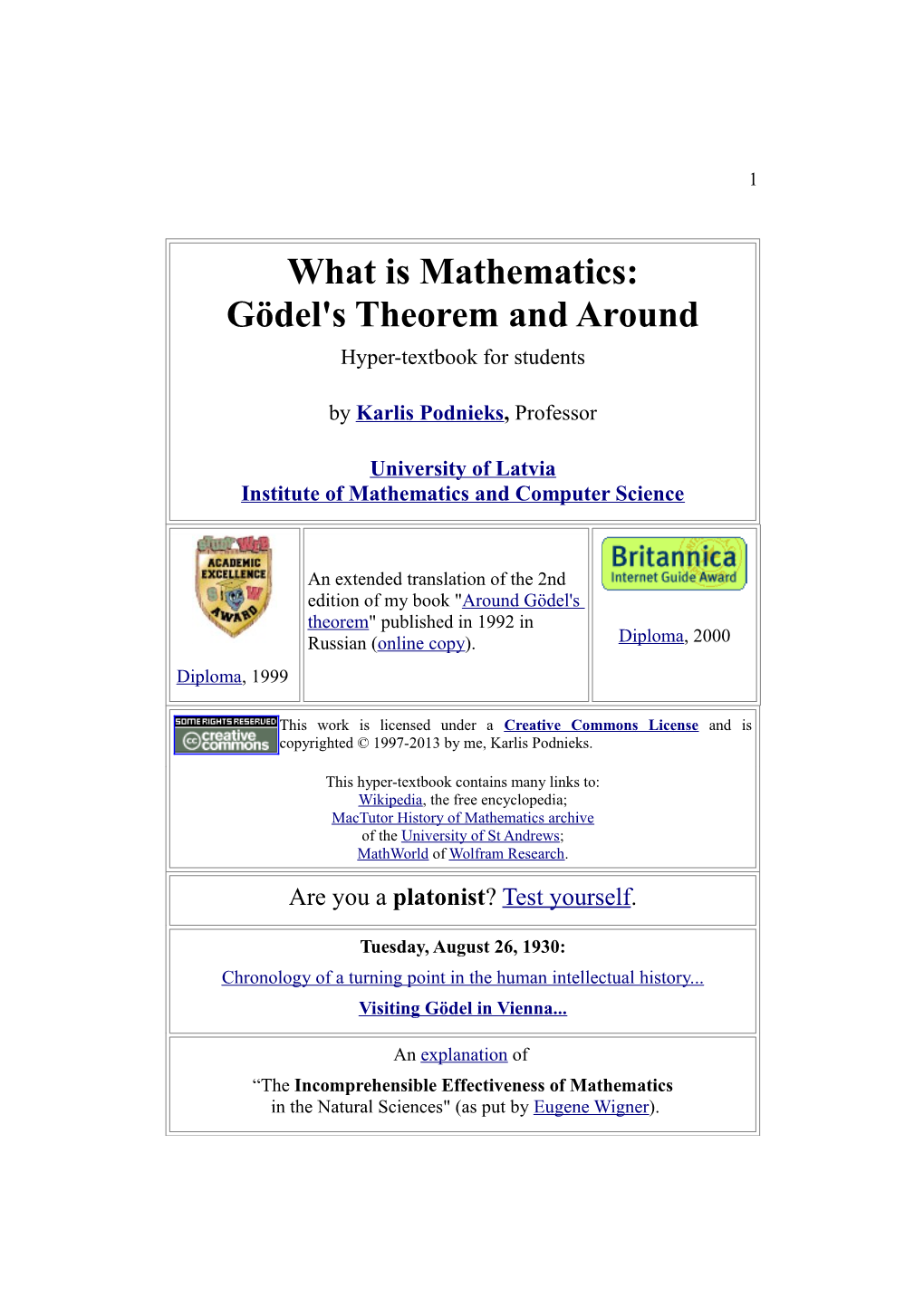 What Is Mathematics: Gödel's Theorem and Around Hyper-Textbook for Students