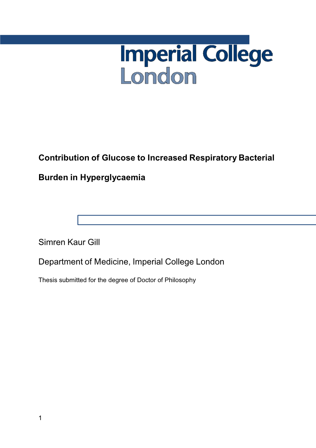 Contribution of Glucose to Increased Respiratory Bacterial Burden In