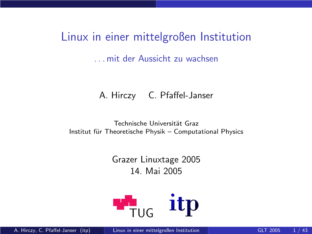 Linux in Einer Mittelgroßen Institution