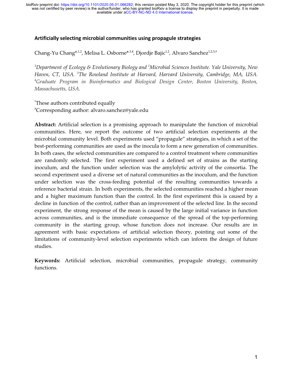 Artificially Selecting Microbial Communities Using Propagule Strategies