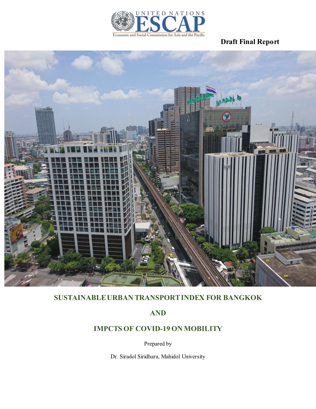 Draft Final Report SUSTAINABLE URBAN TRANSPORT INDEX FOR