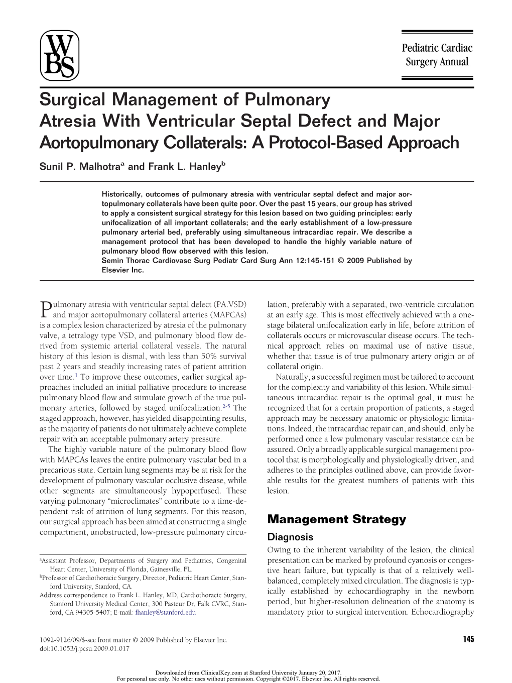 Surgical Management of Pulmonary Atresia with Ventricular Septal Defect and Major Aortopulmonary Collaterals: a Protocol-Based Approach Sunil P