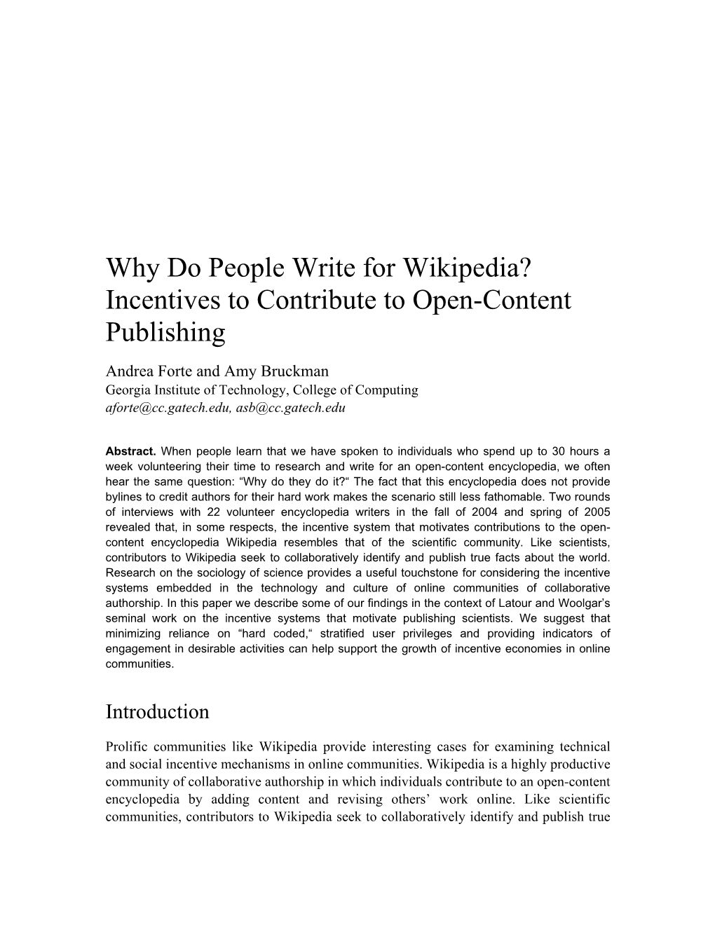 Why Do People Write for Wikipedia? Incentives to Contribute to Open-Content Publishing
