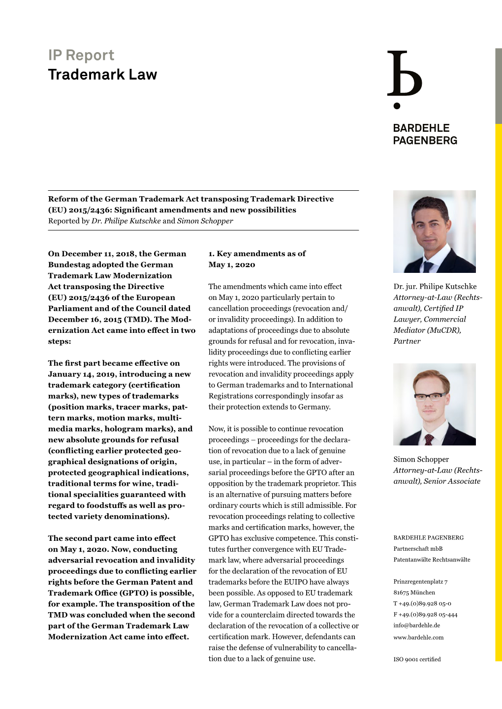 IP Report: Reform of the German Trademark