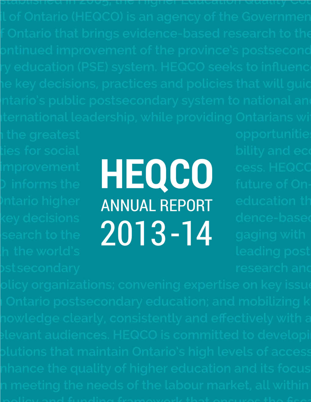 Annual Report 2013-14 Table of Contents