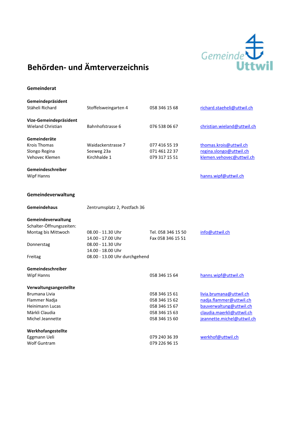 Behörden- Und Ämterverzeichnis