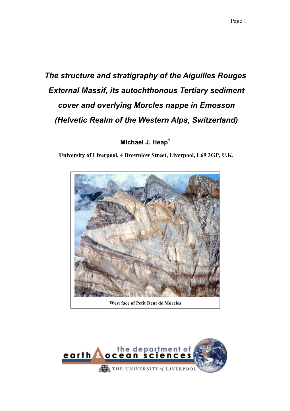 The Structure and Stratigraphy of the Aiguilles Rouges External Massif