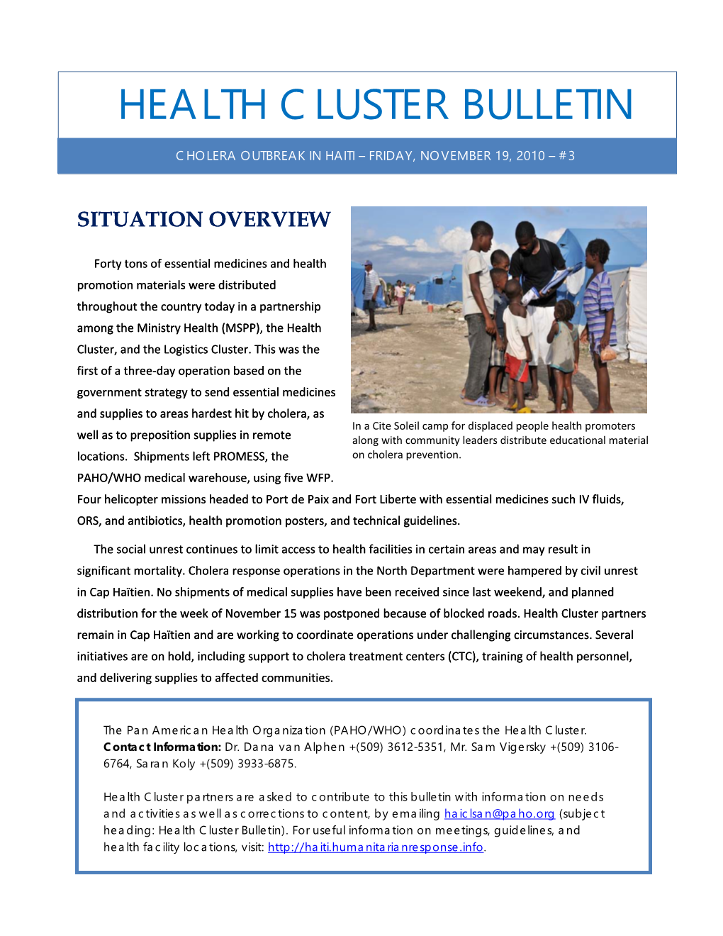 Health Cluster Bulletin