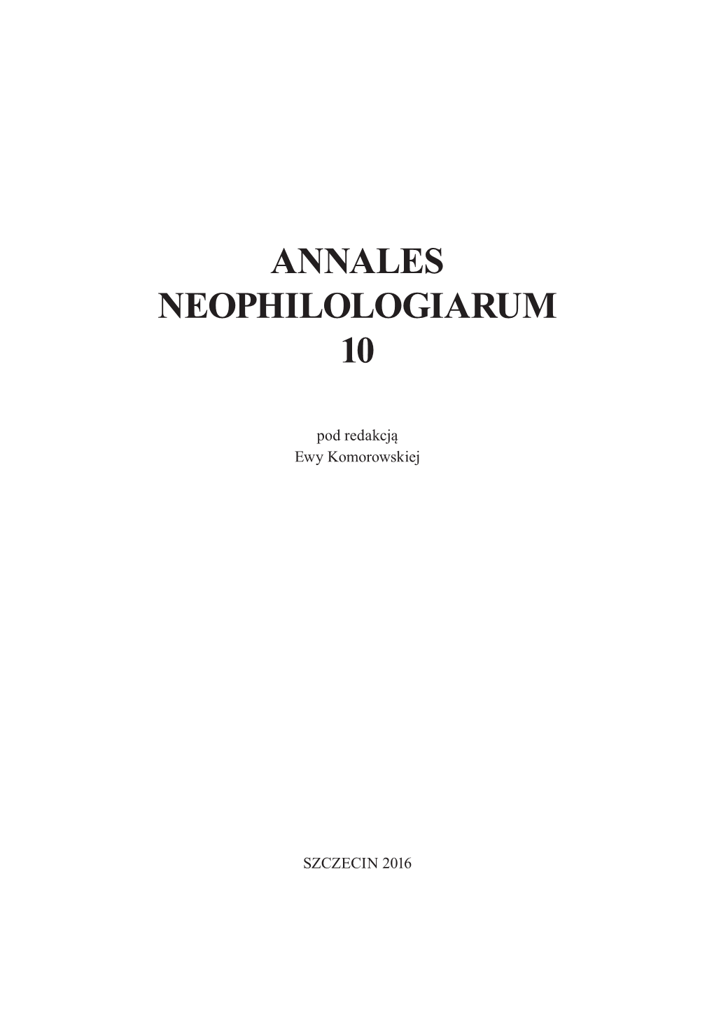 Annales Neophilologiarum 10