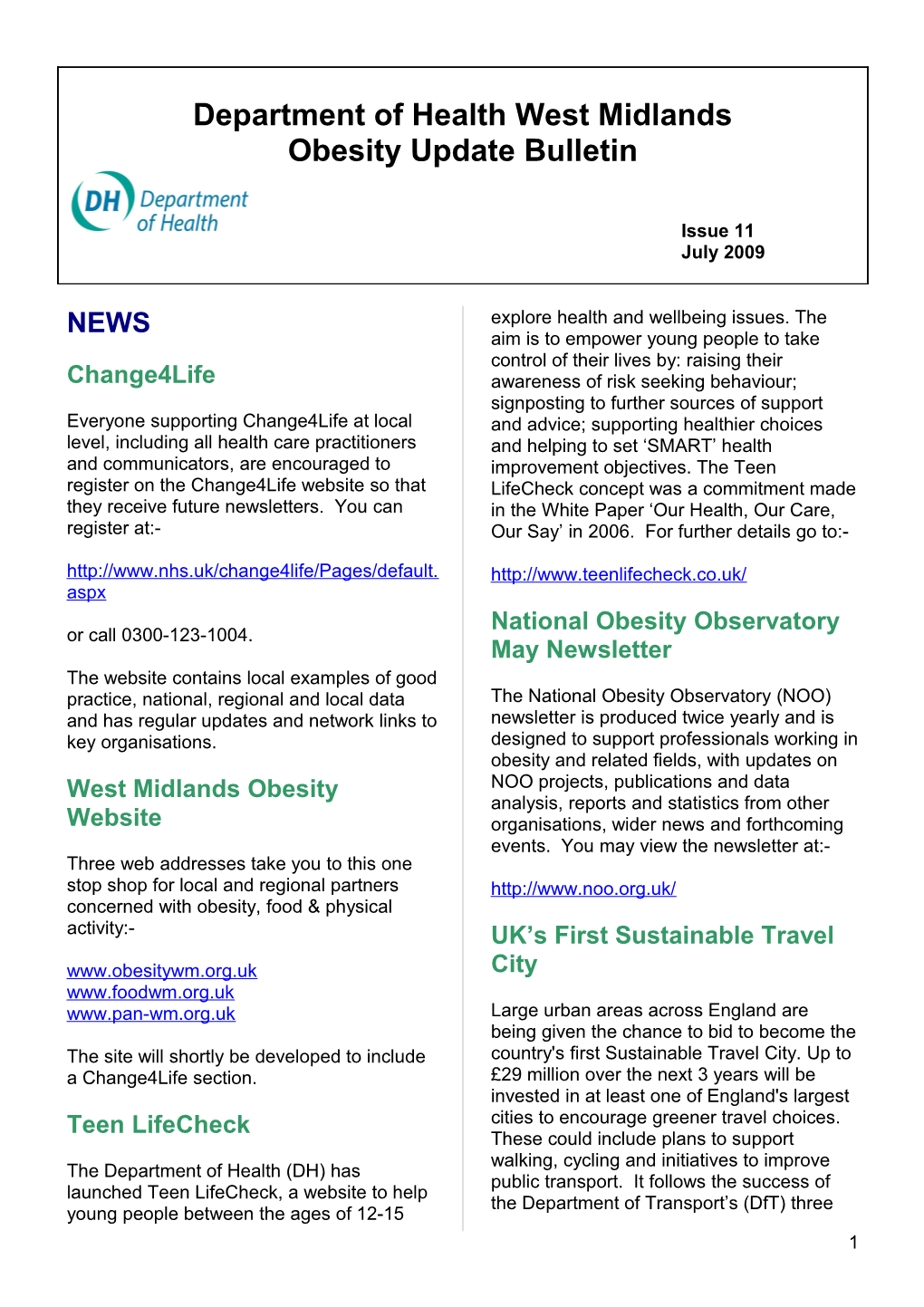 Department of Health West Midlands s1