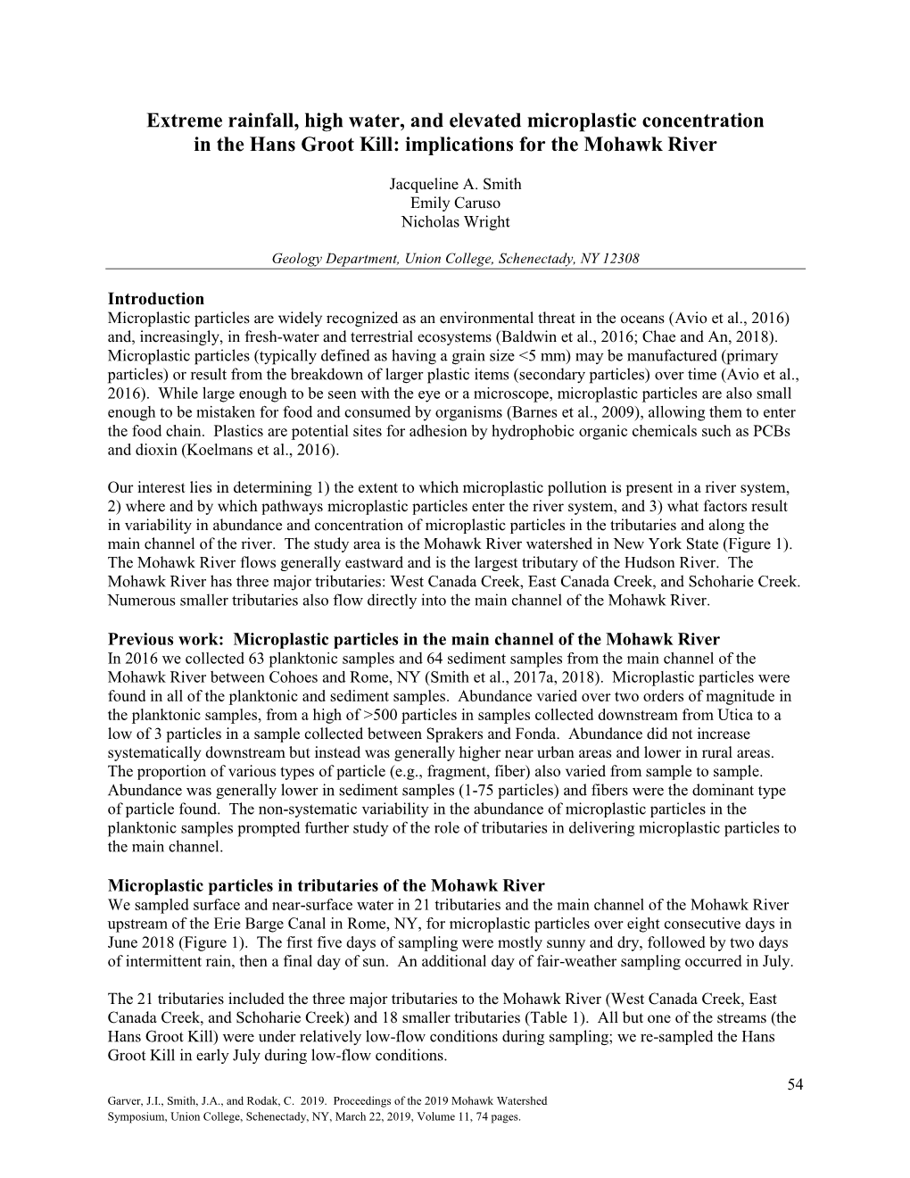 Extreme Rainfall, High Water, and Elevated Microplastic Concentration in the Hans Groot Kill: Implications for the Mohawk River