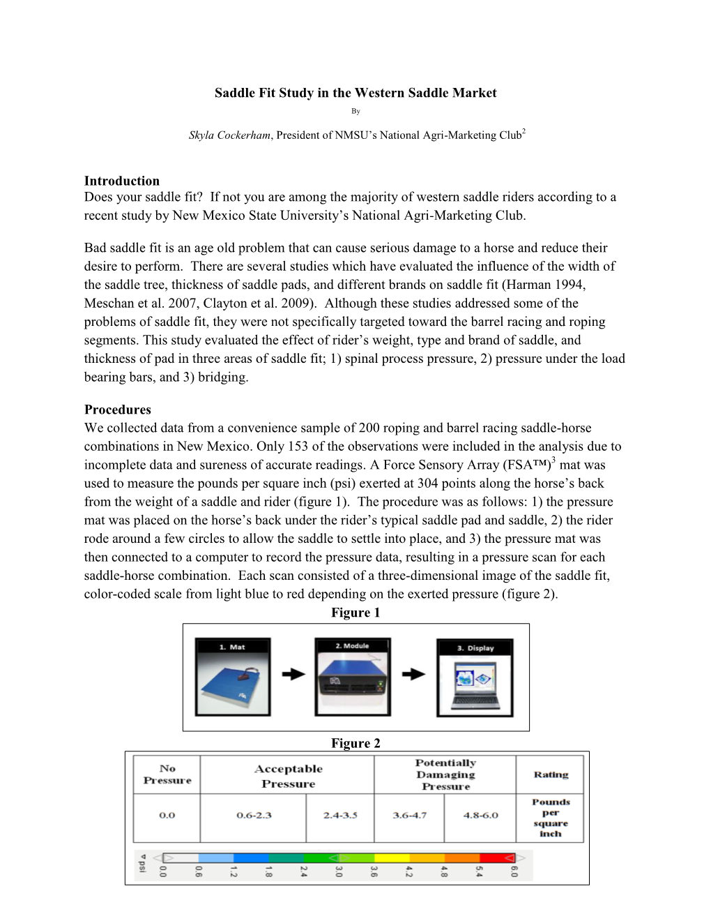 Saddle Fit Study in the Western Saddle Market Introduction Does