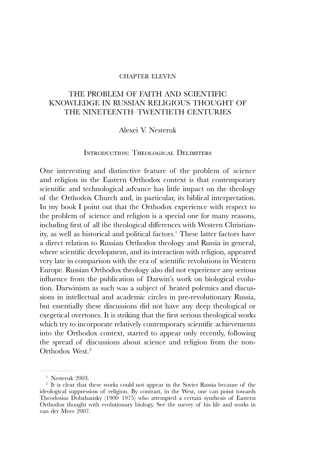 The Problem of Faith and Scientific Knowledge in Russian Religious Thought of the Nineteenth–Twentieth Centuries