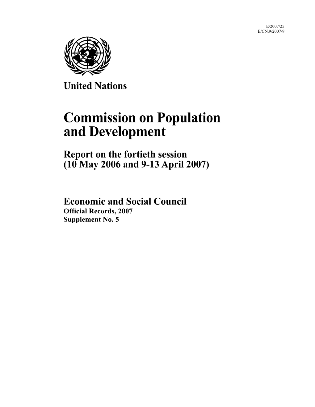 Commission on Population and Development