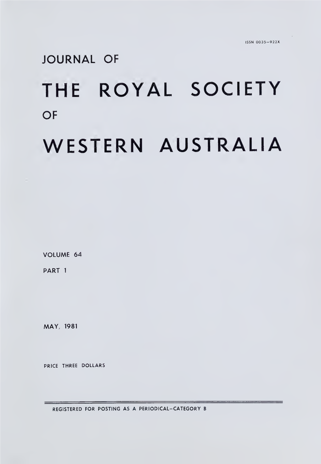 Journal of the Royal Society of Western Australia