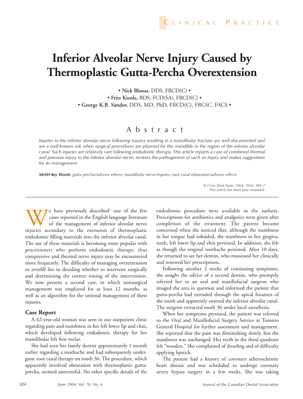 Inferior Alveolar Nerve Injury Caused by Thermoplastic Gutta-Percha Overextension