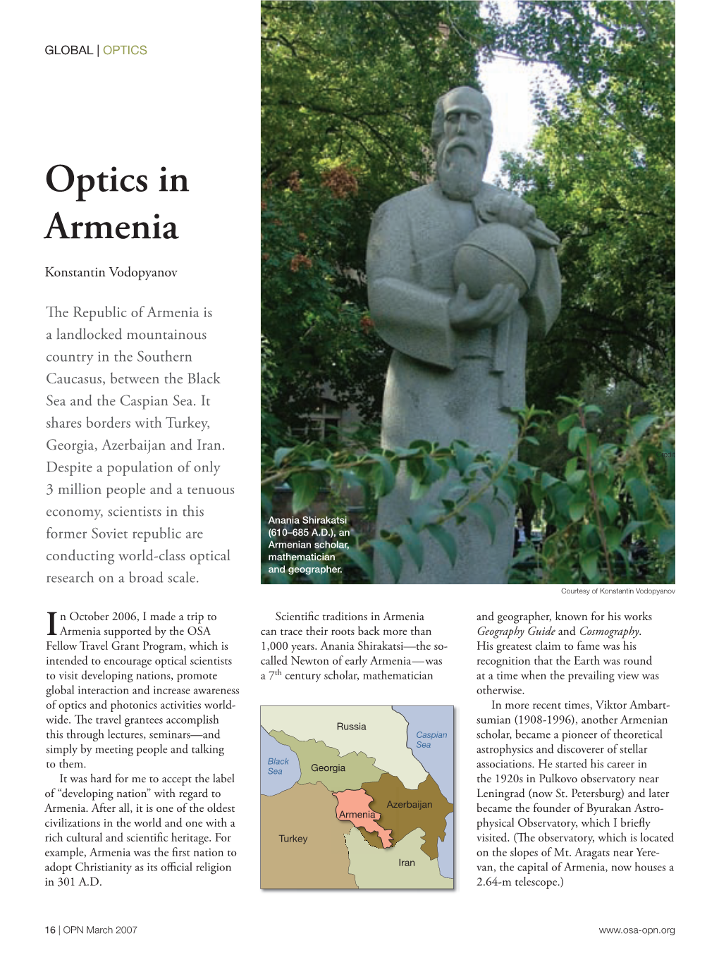 Optics in Armenia
