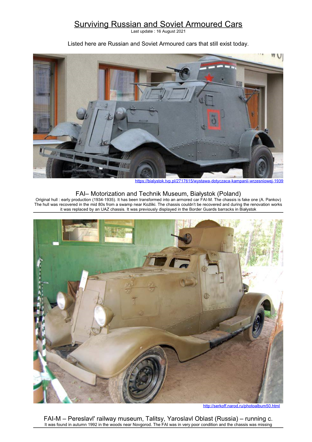 Surviving Russian Armoured Cars