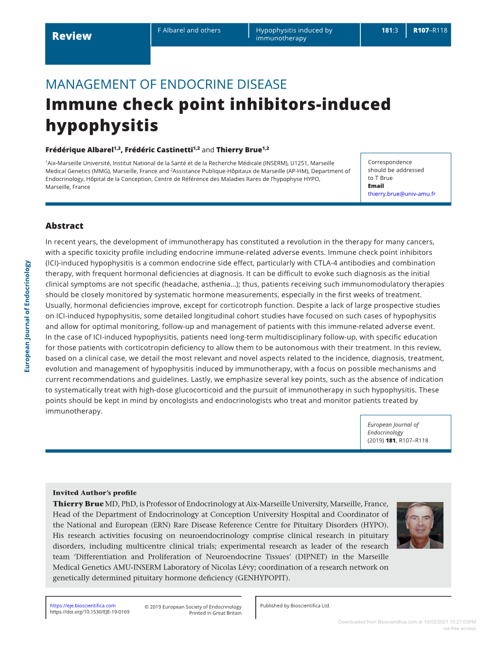 Immune Check Point Inhibitors-Induced Hypophysitis