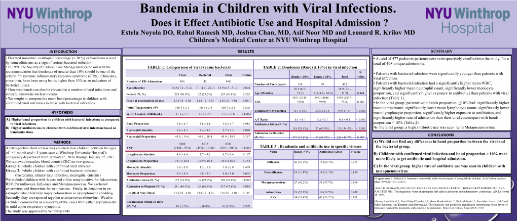 Bandemia in Children with Viral Infections