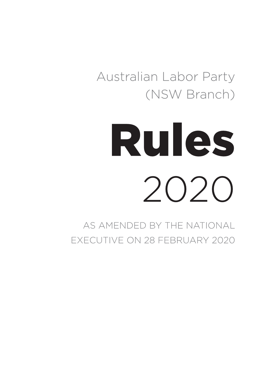 NSW Branch) Rules 2020