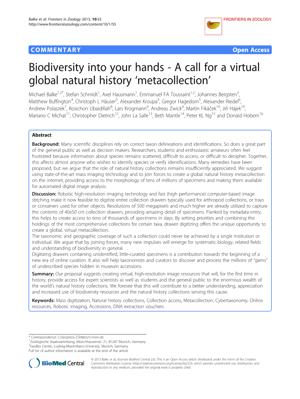 Biodiversity Into Your Hands