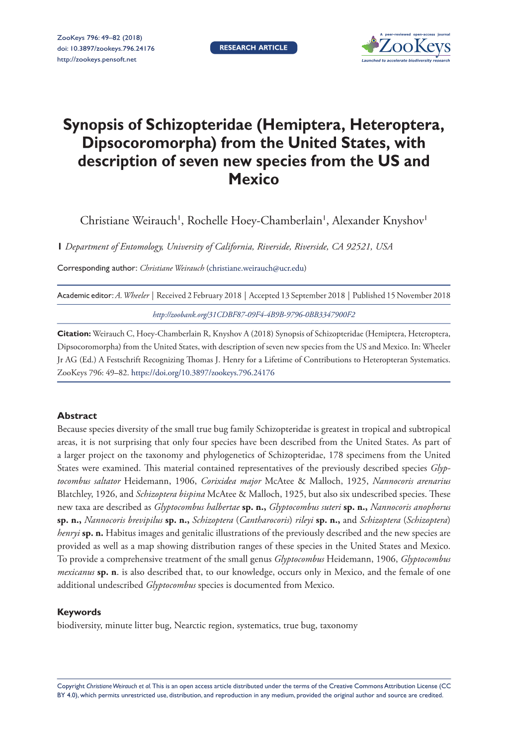 Hemiptera, Heteroptera, Dipsocoromorpha) from the United States, with Description of Seven New Species from the US and Mexico