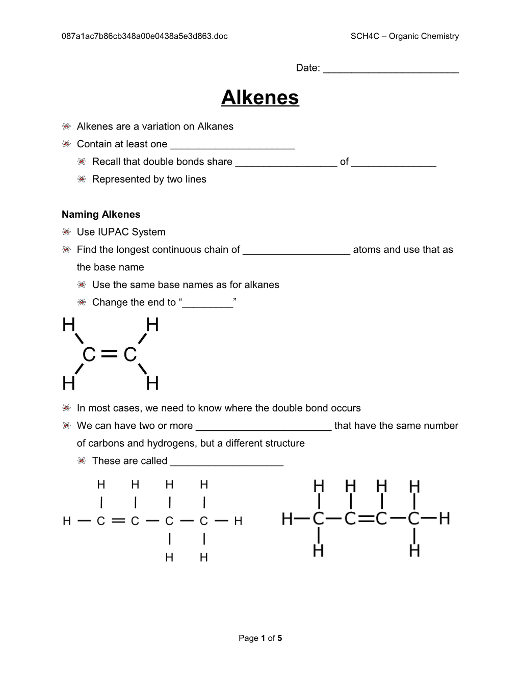 4 - Alkenes SCH4C Organic Chemistry